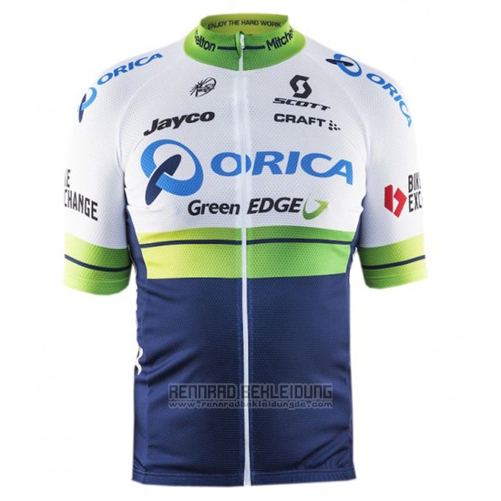 2016 Fahrradbekleidung Orica GreenEDGE Wei und Blau Trikot Kurzarm und Tragerhose - zum Schließen ins Bild klicken